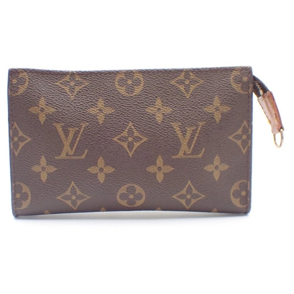 LOUIS VUITTON Logo BUCKET PM Pouch Bag Monogram Leather Brown France 66KC144